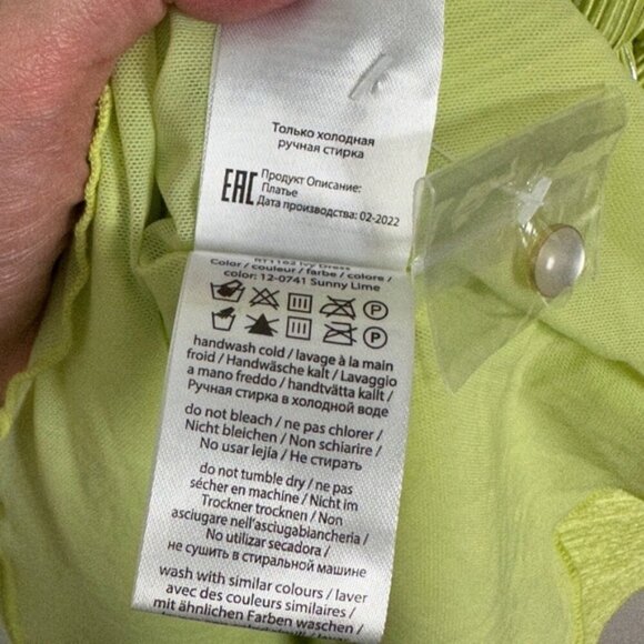 NEW Rotate Birger Christensen Sunny Lime Green Ivy Pleated Mini Dress Size 8 New - Picture 12 of 15